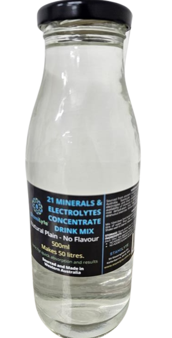 Protected: StamiLyte 500ml Glass Bottle Electrolyte Water Concentrate – Contains all the 21 Essential Minerals & Trace Elements – Makes 50 litres of Electrolyte Water.